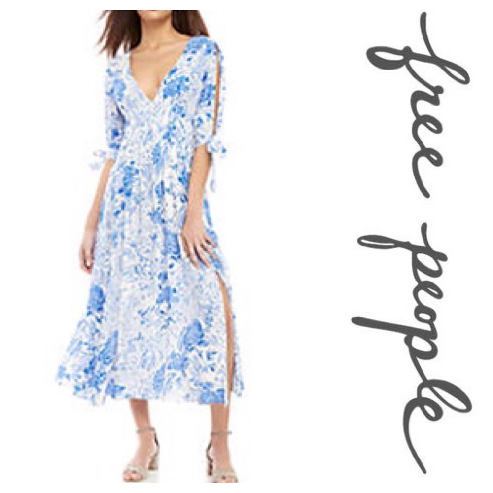 Free People Forever Always Printed Tie-Cuff Dress - Picture 6 of 8